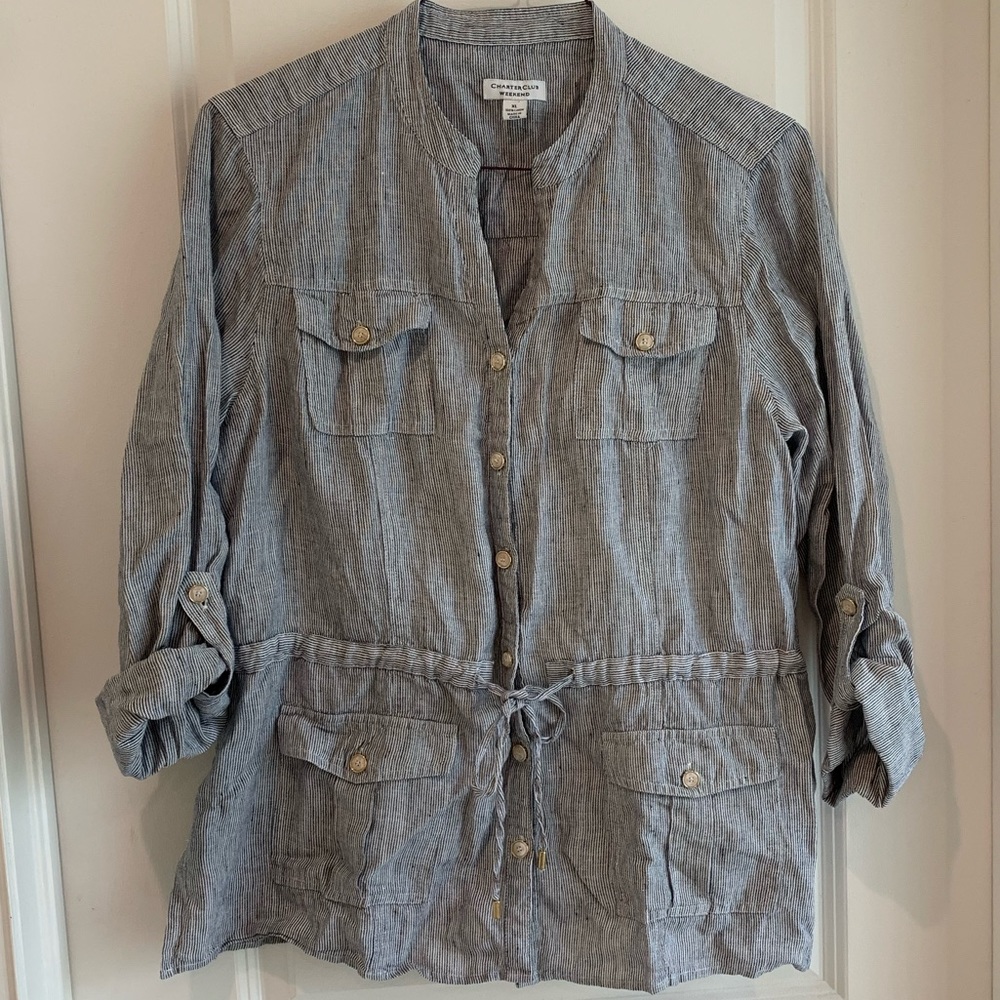 Charter Club weekend 100% linen XL shirt